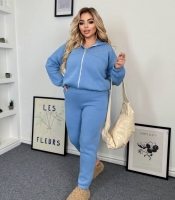 Спортивный костюм женский трехнитка утепленный с кофтой на змейке и джоггерами осенний зимний