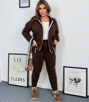 Спортивный костюм женский трехнитка утепленный с худи на змейке и джоггерами осенний зимний