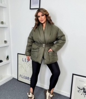 Куртка женская плащевка лаке с поясом утепленная осенний зимний