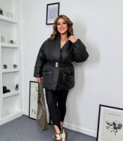 Куртка женская плащевка лаке с поясом утепленная осенний зимний