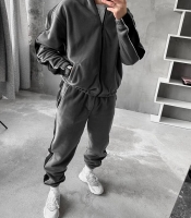 Спортивный костюм мужской флис плотный двойка со светоотражающими лампасами осенний зимний