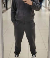 Спортивный костюм мужской флис плотный двойка кофта на молнии с капюшоном и штанами осенний зимний