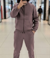 Спортивный костюм мужской флис плотный двойка кофта на молнии с капюшоном и штанами осенний зимний