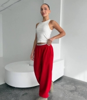 Штаны женские флис прямые свободного кроя с поясом на резинке осенние зимние