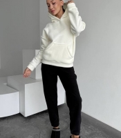 Спортивный костюм женский флис оверсайз с худи и штанами осенний зимний