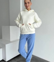 Спортивный костюм женский флис оверсайз с худи и штанами осенний зимний
