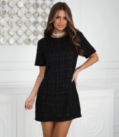 Платье-коктейльное женское твидовое с люрексом прямого силуэта осеннее зимнее