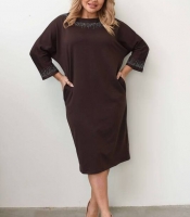 Платье женское трикотажное прямого силуэта осеннее зимнее