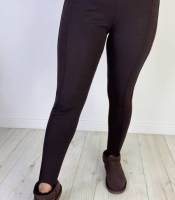 Леггинсы женские утепленные джерси на флисе с высокой посадкой и штрипками осенние зимние