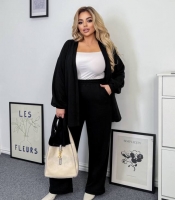 Костюм двойка женский ангорный двусторонний оверсайз с прямыми брюками осенний