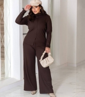 Костюм женский трикотажный с водолазкой и широкими брюками-палаццо осенний