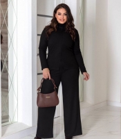 Костюм женский трикотажный с водолазкой и широкими брюками-палаццо осенний