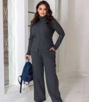 Костюм женский трикотажный с водолазкой и широкими брюками-палаццо осенний