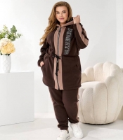 Спортивный костюм женский утеплённый трёхнитка на флисе двойка повседневный осенне-зимний