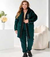 Спортивный костюм женский трехнитка с удлинённой кофтой на молнии утеплённый