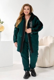 Спортивный костюм женский трехнитка с удлинённой кофтой на молнии утеплённый