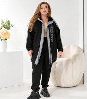 Спортивный костюм женский утеплённый трёхнитка на флисе с удлинённой кофтой на молнии осенний