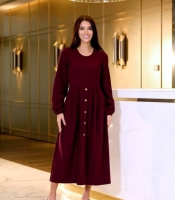 Платье-свитер женское трикотажное пuma миди с декоративными пуговицами осеннее зимнее