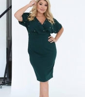 Платье женское креп-дайвинг элегантное футляр с драпировкой и декоративными элементами осеннее зимнее