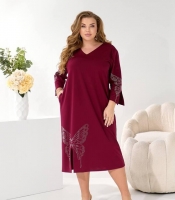 Платье женское итальянский трикотаж миди трапеция с декоративным принтом и разрезом осеннее зимнее