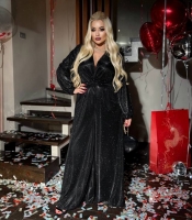 Комбинезон женский люрексовый вечерний палаццо на запах осенний зимний