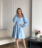 Платье женское из костюмной ткани с фигурным декольте расклешенное осенний зимний