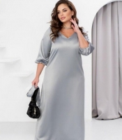 Платье женское макси из костюмного шелка с поясом праздничное осенний зимний