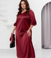 Платье женское макси из костюмного шелка с поясом праздничное осенний зимний