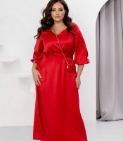 Платье женское макси из костюмного шелка с поясом праздничное осенний зимний