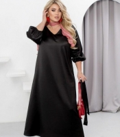 Платье женское макси из костюмного шелка с поясом праздничное осенний зимний