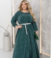 Платье женское макси из креп-дайвинга с люрексом с поясом праздничное осенний зимний