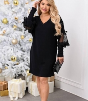 Платье женское из двусторонней ангоры прямого кроя с декоративными рукавами осенний зимний