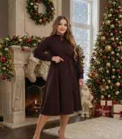 Платье женское миди из микровельвета осеннее зимнее