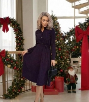 Платье женское миди из микровельвета с поясом осеннее зимнее