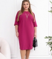 Платье женское свободного кроя из трикотажа креп дайвинг с люрексом с рукавами 3/4 осенне-зимнее