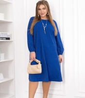 Платье женское свободного кроя из трикотажа креп дайвинг с люрексом с карманами осенне-зимнее