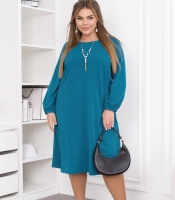 Платье женское с люрексом, прямое с карманами и рукавами на резинке, осенне-зимнее