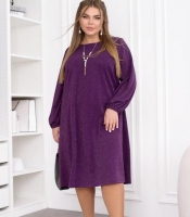 Платье женское с люрексом прямого кроя с карманами осенне-зимнее