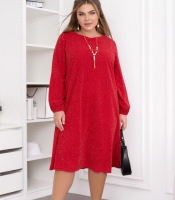 Платье женское с люрексом прямого кроя с карманами осенне-зимнее