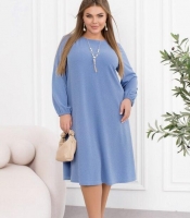 Платье женское с люрексом прямого кроя с карманами осенне-зимнее