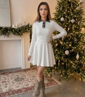 Платье женское теплое из ткани пума расклешенное осенне-зимнее