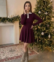 Платье женское теплое из ткани пума расклешенное осенне-зимнее