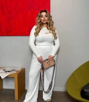 Костюм-двойка женский утеплённый из джерси с начёсом повседневный осенний зимний