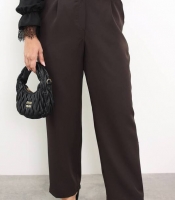 Брюки женские классические прямые из костюмного крепа с высокой посадкой повседневные