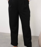 Брюки женские классические прямые из костюмного крепа с высокой посадкой повседневные