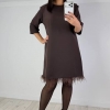 Платье женское трапеция свободного кроя с декоративной отделкой по низу осенне-зимнее Size+ k-126548 Платье женское трапеция свободного кроя с декоративной отделкой по низу осенне-зимнее Size+ k-126548