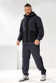 Спортивный костюм мужской утеплённый трикотажный: худи с капюшоном и брюки со вставками из плащевки осенний зимний Спортивный костюм мужской утеплённый трикотажный: худи с капюшоном и брюки со вставками из плащевки осенний зимний