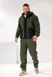 Спортивный костюм мужской утеплённый трикотажный: худи с капюшоном и брюки со вставками из плащевки осенний зимний Спортивный костюм мужской утеплённый трикотажный: худи с капюшоном и брюки со вставками из плащевки осенний зимний