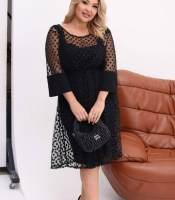 Платье-двойка женское из креп-дайвинга с флоком: сарафан и накидка осеннее