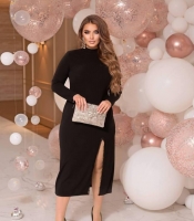 Платье-футляр женское из креп дайвинга с разрезом на ноге на молнии демисезонное